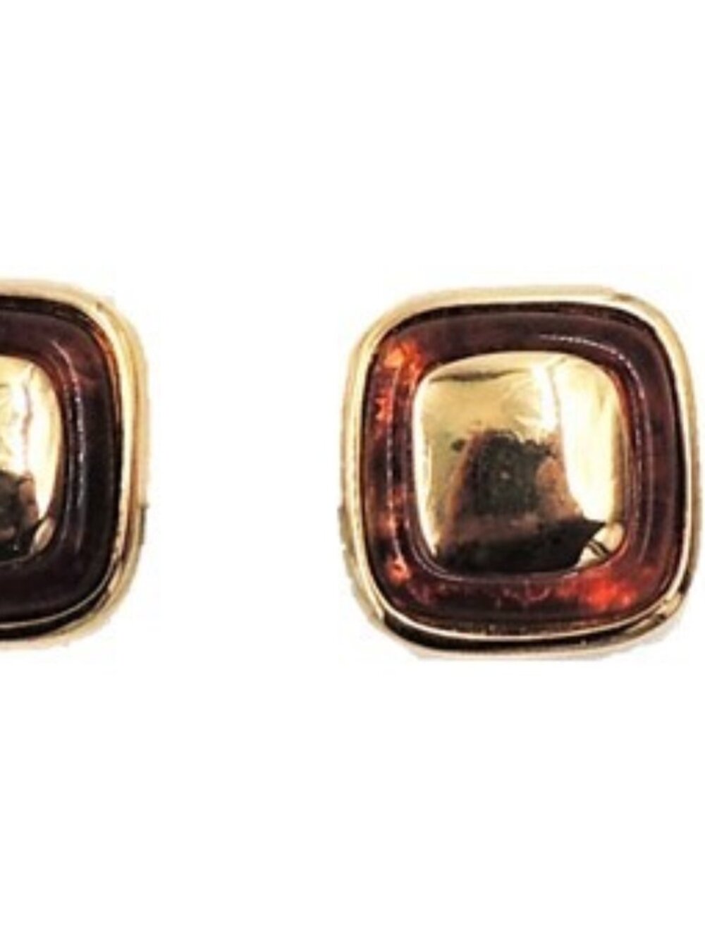Vintage 1980s Signed Courreges Faux-Tortoise Clip Earrings